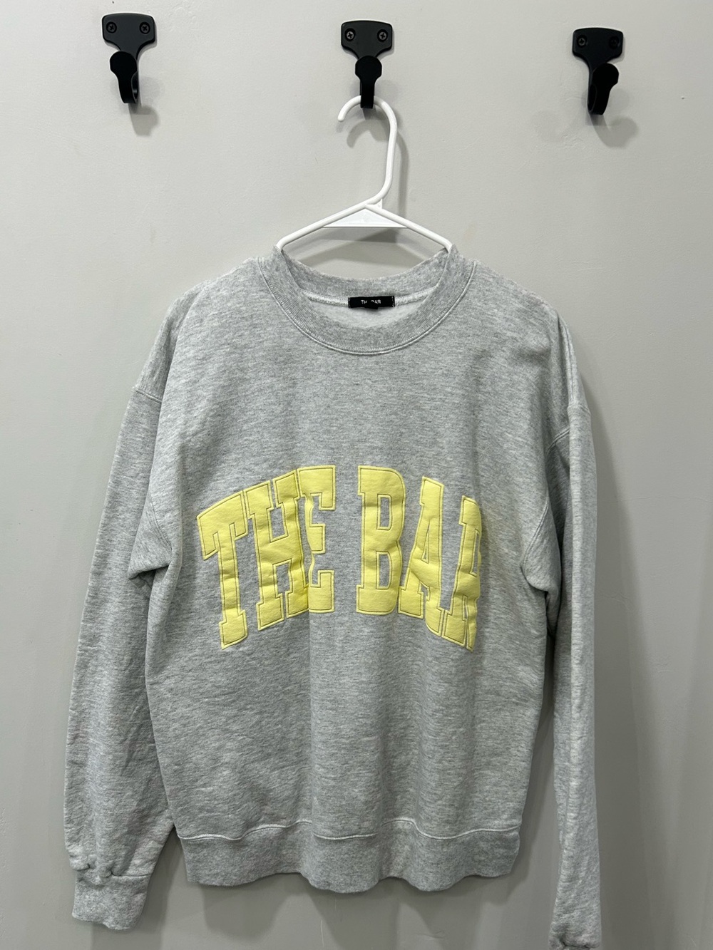 NEW- The Bar varsity sweatshirt grey & lemon